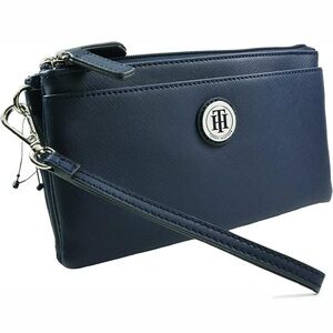Tommy Hilfiger Women’s Double Zip Wristlet Wallet in Black